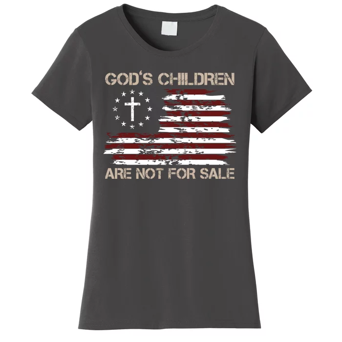 Gods Children Are Not For Sale American Flag Cross Women's T-Shirt