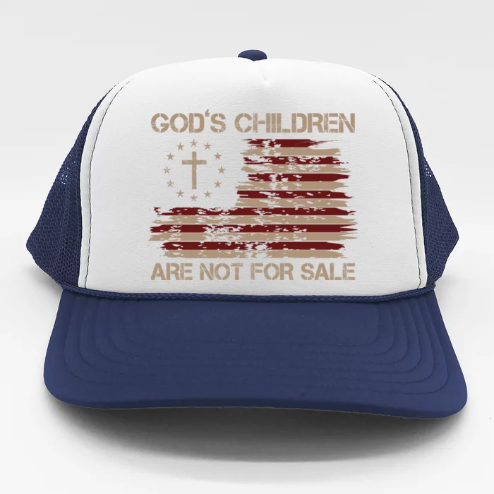 Gods Children Are Not For Sale American Flag Cross Trucker Hat