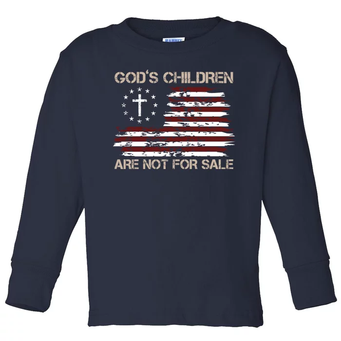 Gods Children Are Not For Sale American Flag Cross Toddler Long Sleeve Shirt