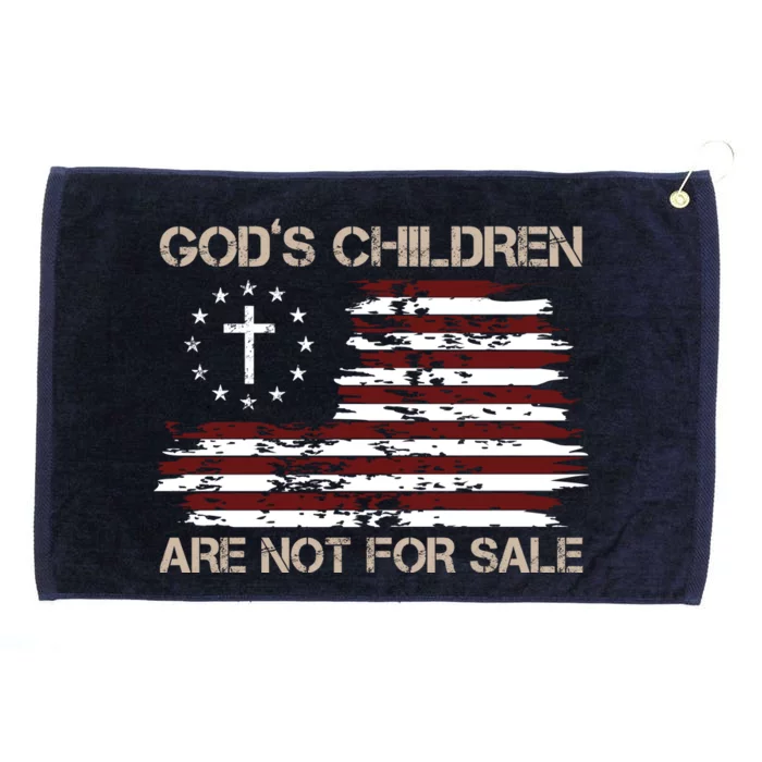 Gods Children Are Not For Sale American Flag Cross Grommeted Golf Towel