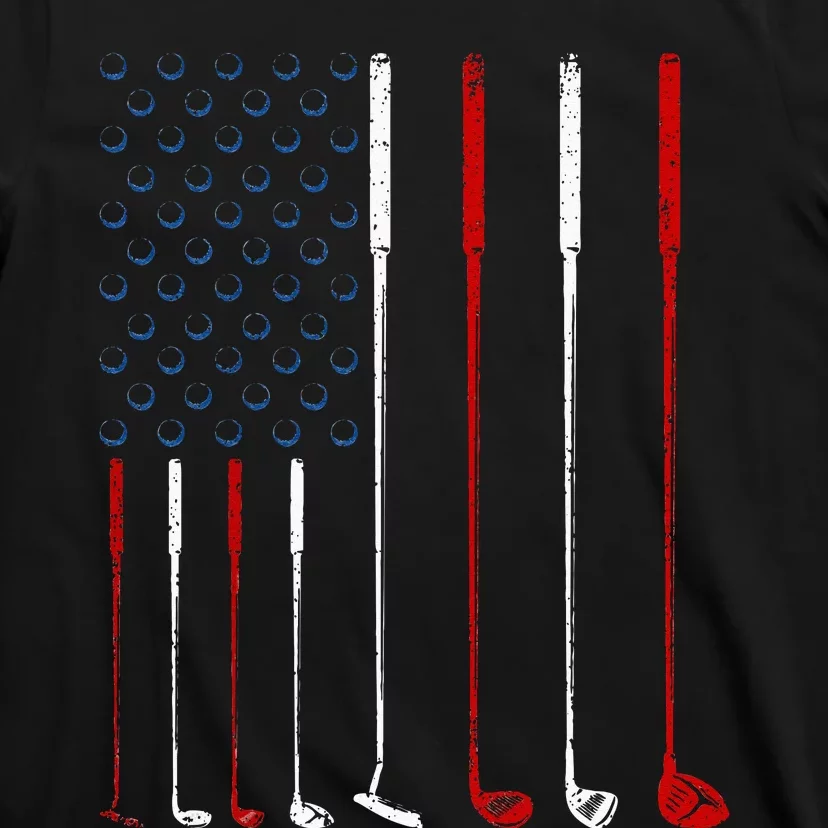 Golf Clubs American Flag T-Shirt