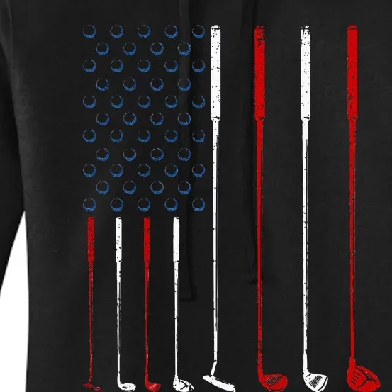 Golf Clubs American Flag Women's Pullover Hoodie