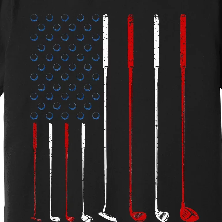 Golf Clubs American Flag Premium T-Shirt