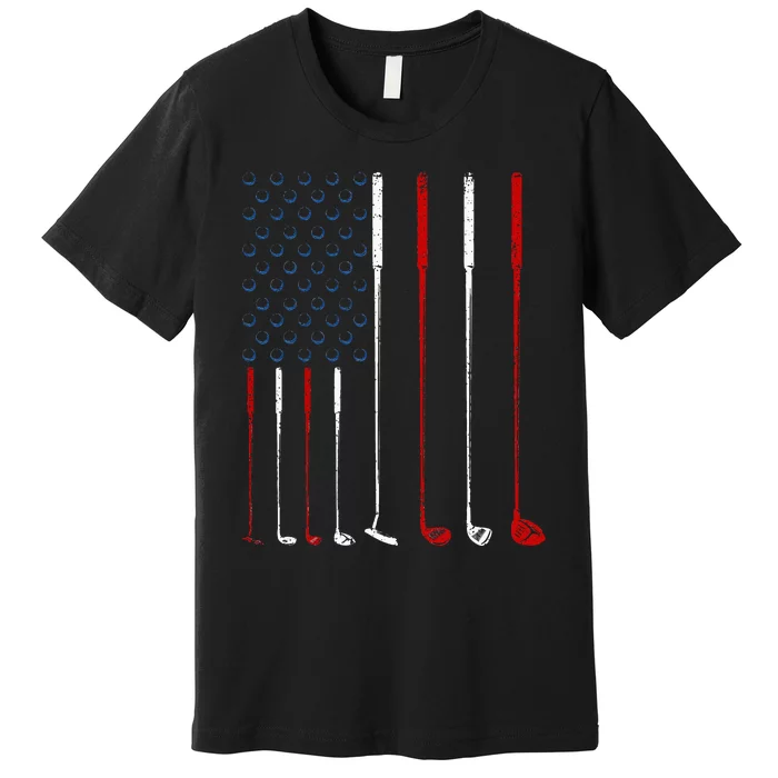 Golf Clubs American Flag Premium T-Shirt