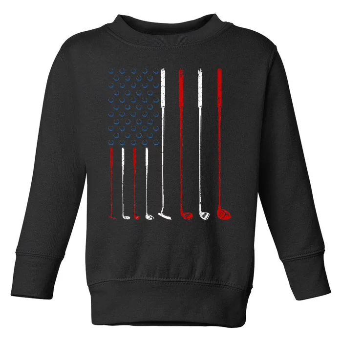 Golf Clubs American Flag Toddler Sweatshirt