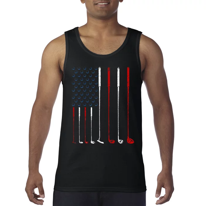 Golf Clubs American Flag Tank Top