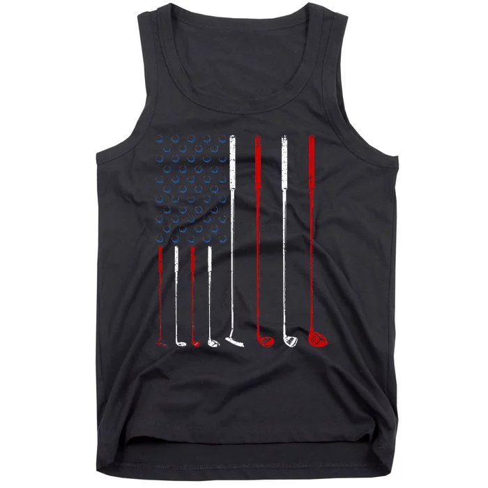 Golf Clubs American Flag Tank Top