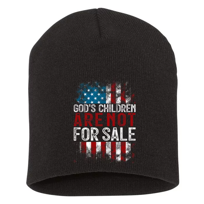 Gods Children Are Not For Sale US Flag Christian Short Acrylic Beanie