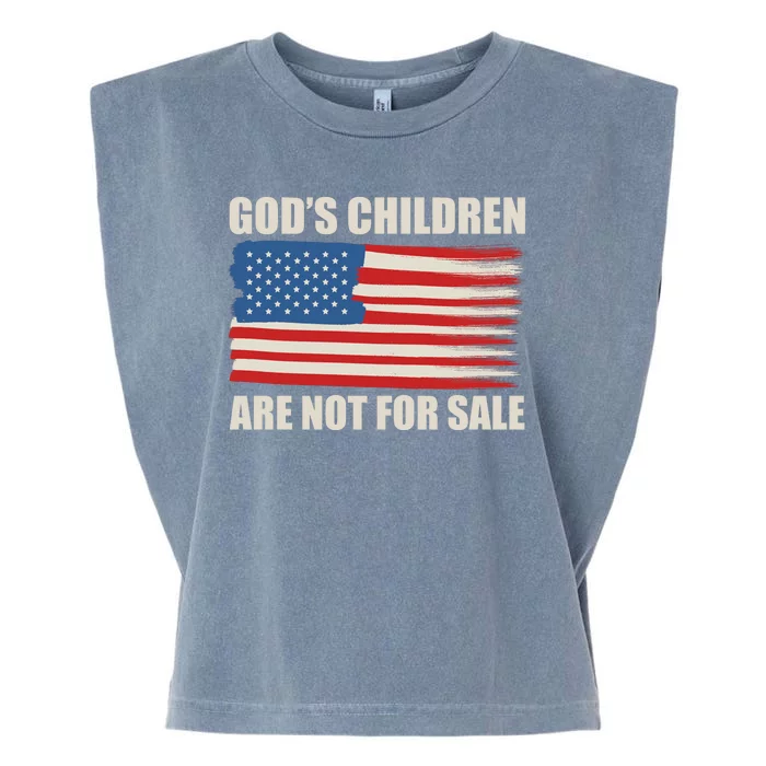 Gods Children Are Not For Sale USA Flag Garment-Dyed Women's Muscle Tee