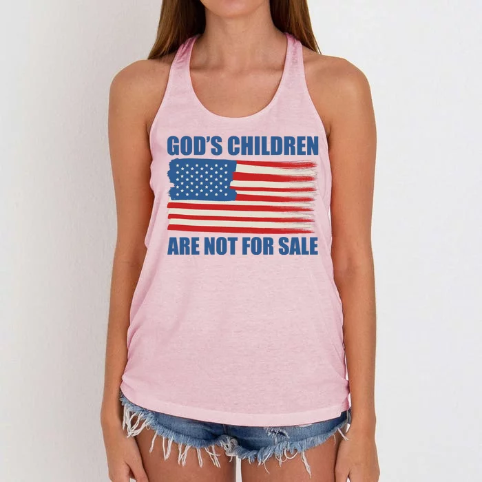 Gods Children Are Not For Sale USA Flag Women's Knotted Racerback Tank