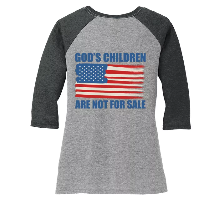 Gods Children Are Not For Sale USA Flag Women's Tri-Blend 3/4-Sleeve Raglan Shirt