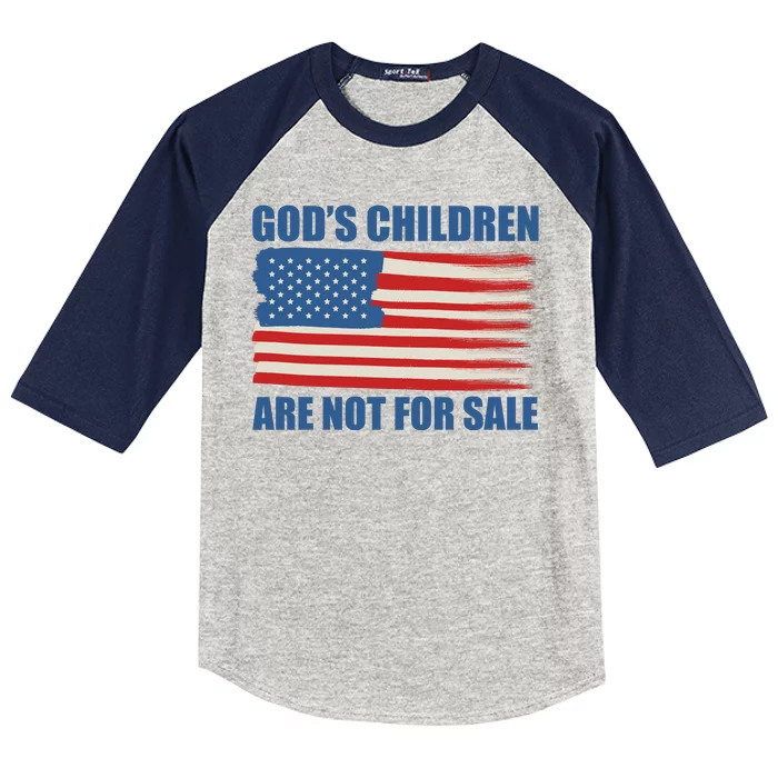 Gods Children Are Not For Sale USA Flag Kids Colorblock Raglan Jersey