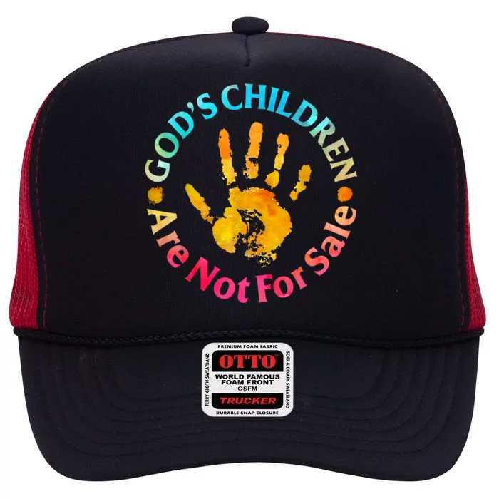 Gods Children Are Not For Sale Hand Prints High Crown Mesh Trucker Hat