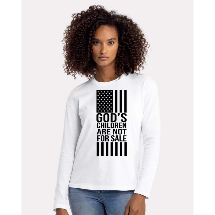 Gods Children Are Not For Sale American Flag Womens Cotton Relaxed Long Sleeve T-Shirt