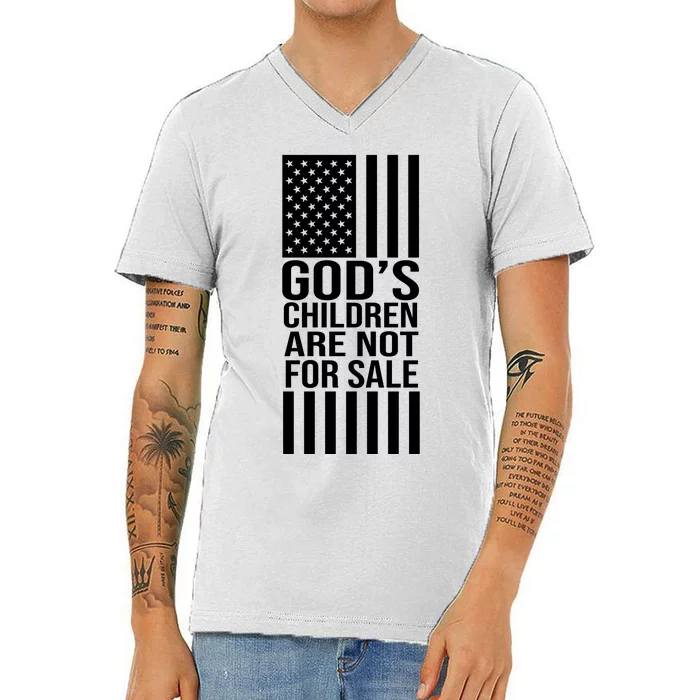 Gods Children Are Not For Sale American Flag V-Neck T-Shirt