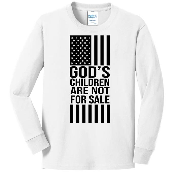 Gods Children Are Not For Sale American Flag Kids Long Sleeve Shirt