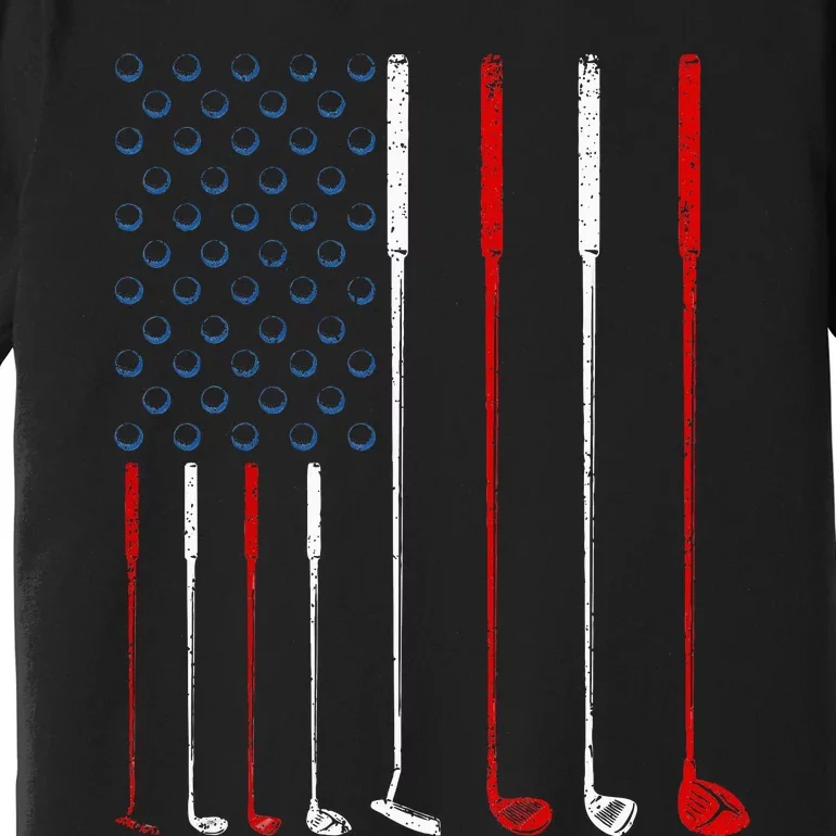 Golf Clubs American Flag Premium T-Shirt