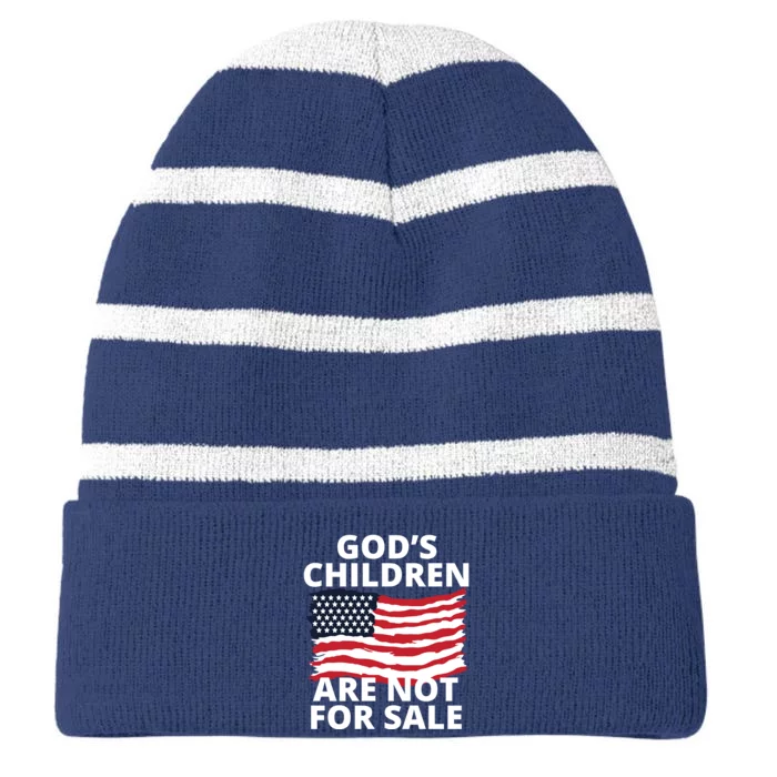 Gods Children Are Not For Sale Awareness Striped Beanie with Solid Band