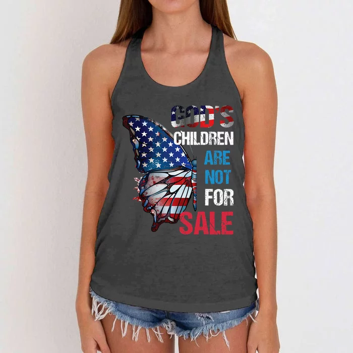 Gods Children Are Not For Sale Funny Political Women's Knotted Racerback Tank