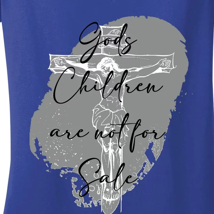 Gods Children Are Not For Sale Jesus Christ Christian Women's V-Neck T-Shirt