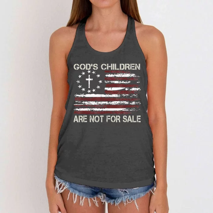 Gods Children Are Not For Sale Funny Quote God's Children Women's Knotted Racerback Tank