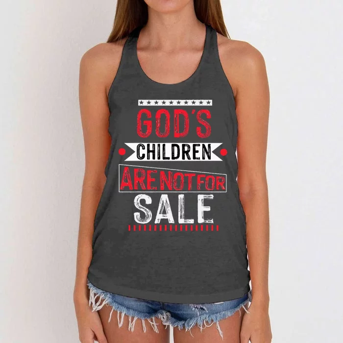 Gods Children Are Not For Sale Funny Women's Knotted Racerback Tank