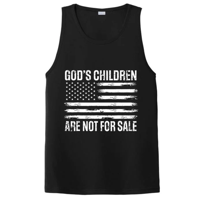 Gods Children Are Not For Sale Funny American Flag Quote Performance Tank