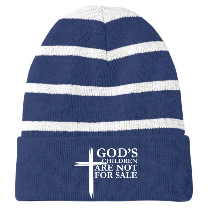 Gods Children Are Not For Sale Cross Striped Beanie with Solid Band