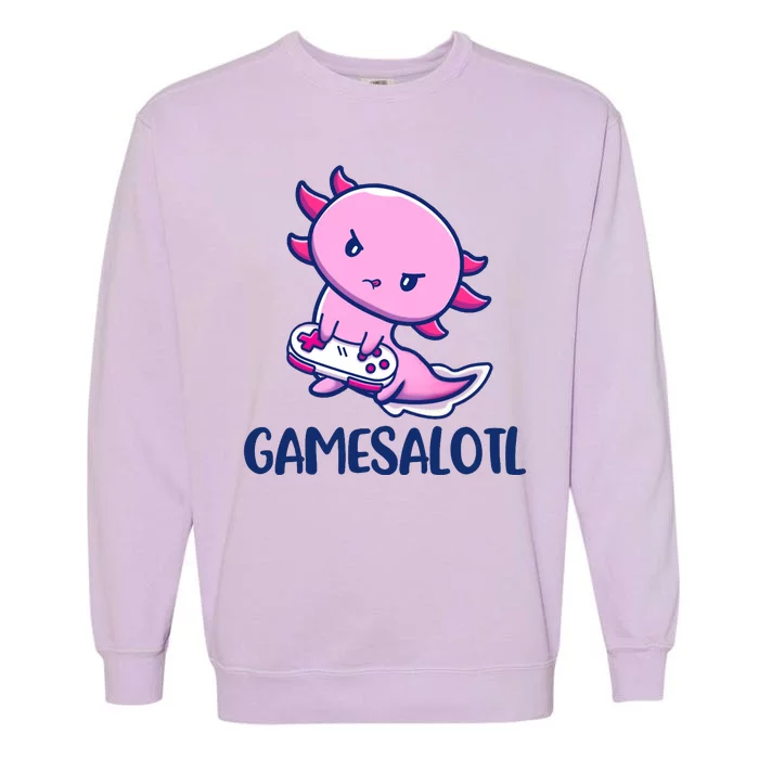 GAMESALOTL Cute Axolotl Garment-Dyed Sweatshirt