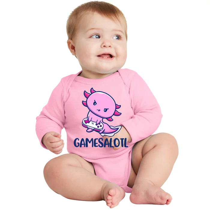 GAMESALOTL Cute Axolotl Baby Long Sleeve Bodysuit