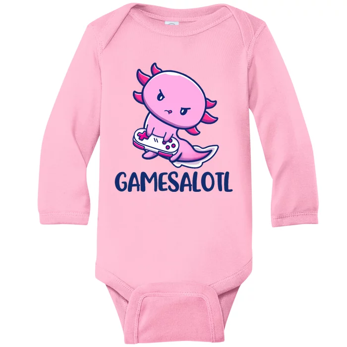 GAMESALOTL Cute Axolotl Baby Long Sleeve Bodysuit