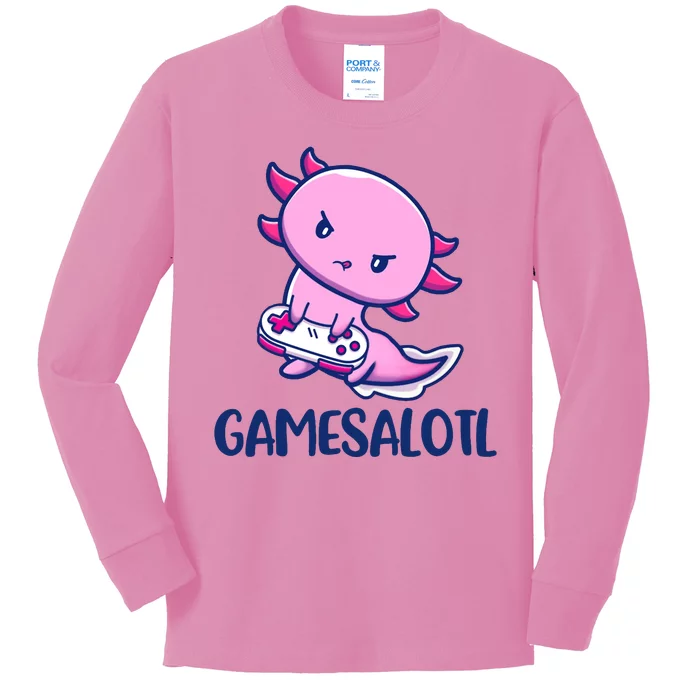 GAMESALOTL Cute Axolotl Kids Long Sleeve Shirt