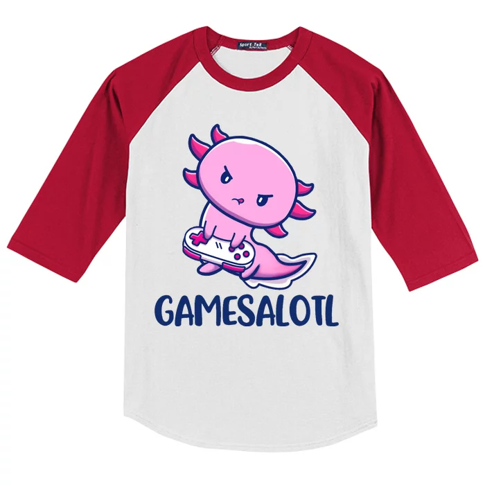 GAMESALOTL Cute Axolotl Kids Colorblock Raglan Jersey