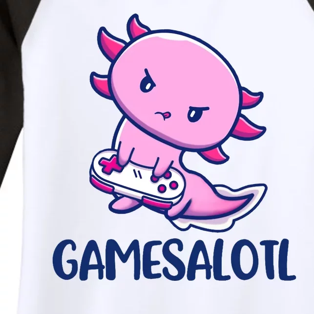 GAMESALOTL Cute Axolotl Women's Tri-Blend 3/4-Sleeve Raglan Shirt