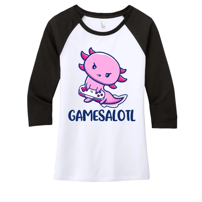 GAMESALOTL Cute Axolotl Women's Tri-Blend 3/4-Sleeve Raglan Shirt