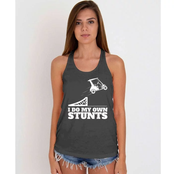 Golf Cart Accident I Do My Own Stunts Fun Women's Knotted Racerback Tank