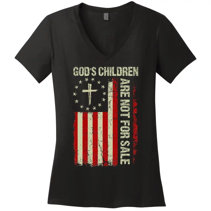 Gods Children Are Not For Sale Funny Saying Gods Children Women's V-Neck T-Shirt