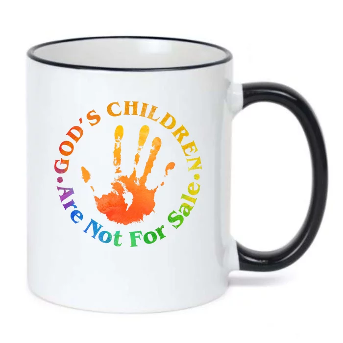 Gods Children Are Not For Sale Colorful Hand Print Black Color Changing Mug