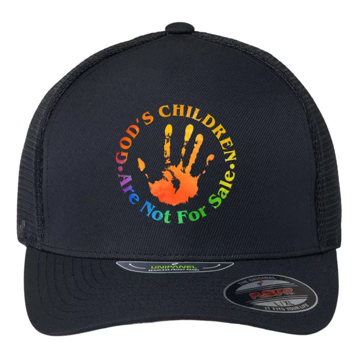 Gods Children Are Not For Sale Colorful Hand Print Flexfit Unipanel Trucker Cap