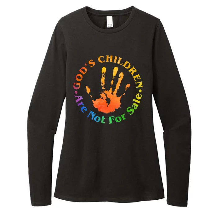 Gods Children Are Not For Sale Colorful Hand Print Womens CVC Long Sleeve Shirt