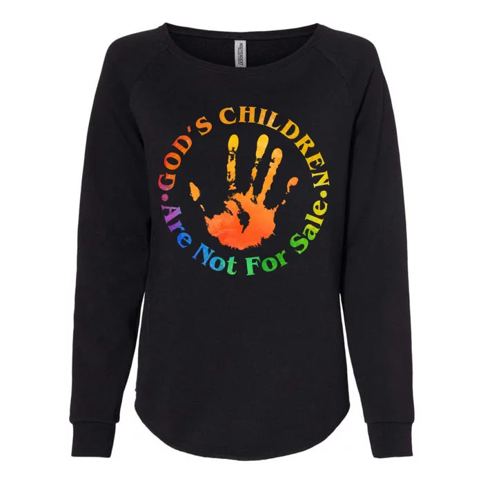 Gods Children Are Not For Sale Colorful Hand Print Womens California Wash Sweatshirt