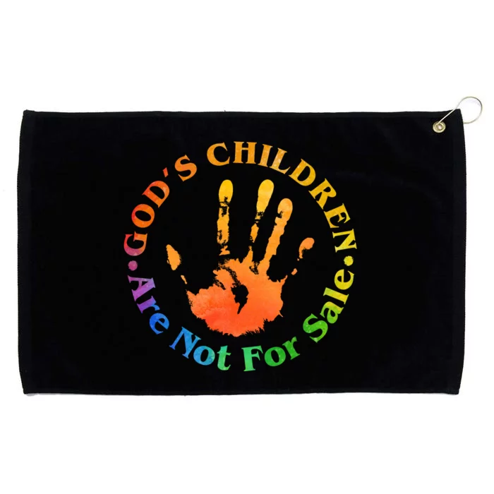 Gods Children Are Not For Sale Colorful Hand Print Grommeted Golf Towel