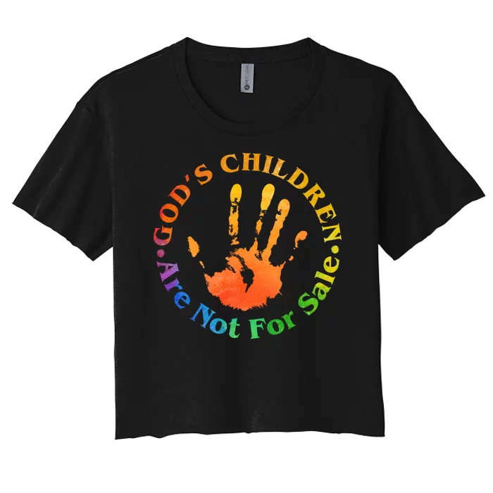 Gods Children Are Not For Sale Colorful Hand Print Women's Crop Top Tee