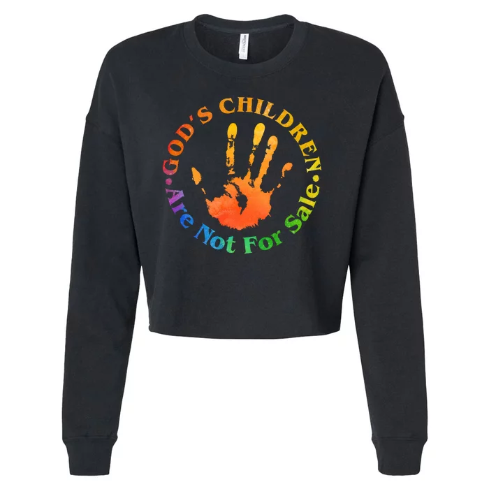 Gods Children Are Not For Sale Colorful Hand Print Cropped Pullover Crew