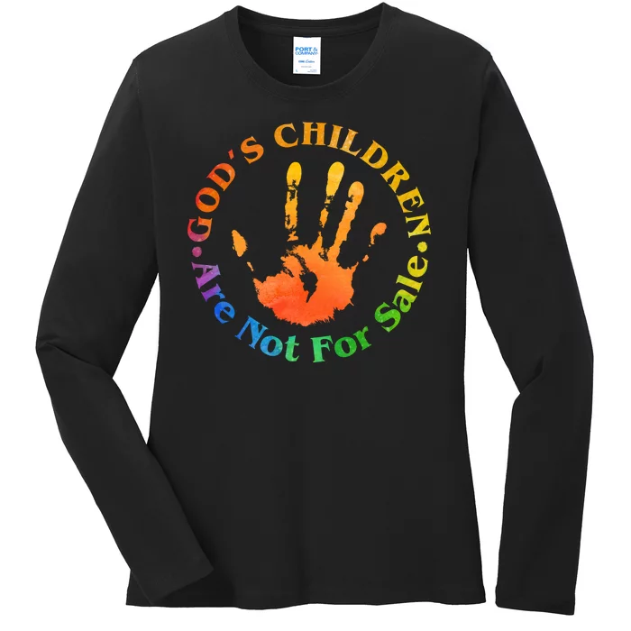 Gods Children Are Not For Sale Colorful Hand Print Ladies Long Sleeve Shirt