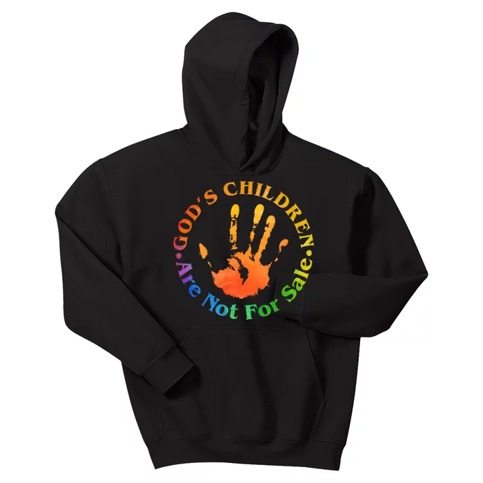 Gods Children Are Not For Sale Colorful Hand Print Kids Hoodie