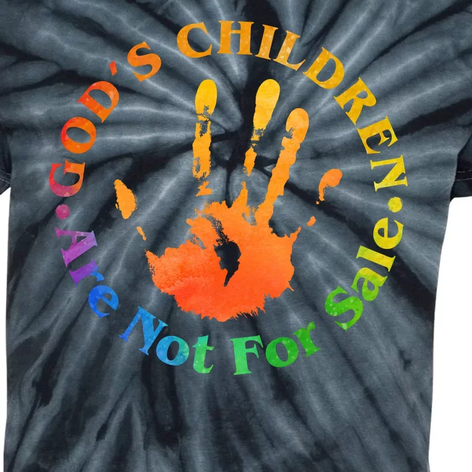 Gods Children Are Not For Sale Colorful Hand Print Kids Tie-Dye T-Shirt