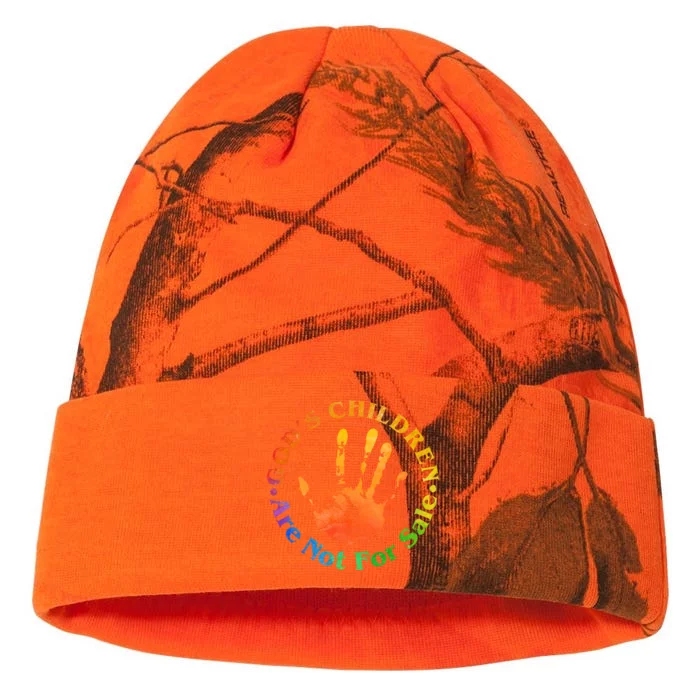 Gods Children Are Not For Sale Colorful Hand Print Kati - 12in Camo Beanie