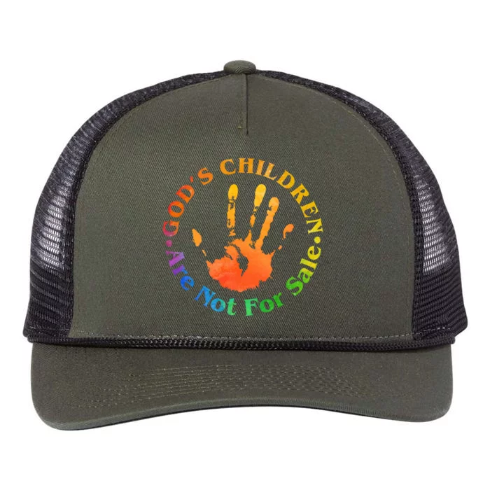 Gods Children Are Not For Sale Colorful Hand Print Retro Rope Trucker Hat Cap