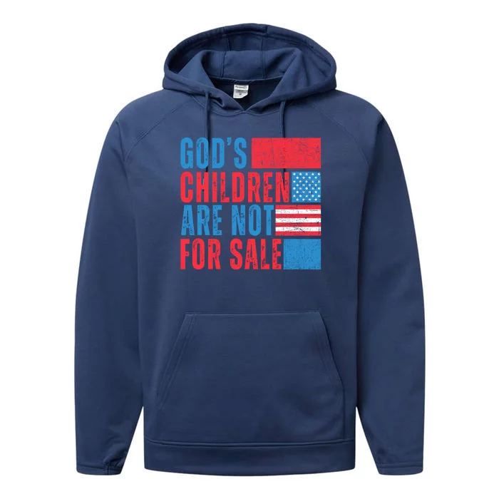 Gods Children Are Not For Sale Vintage Distressed Performance Fleece Hoodie